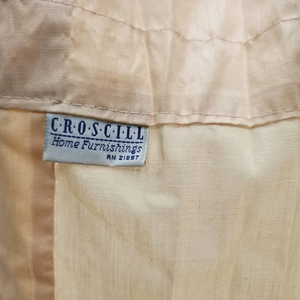 Vintage Croscill Peach Ruffled Valance Curtains 80s 90s Cottagecore Rod Pocket